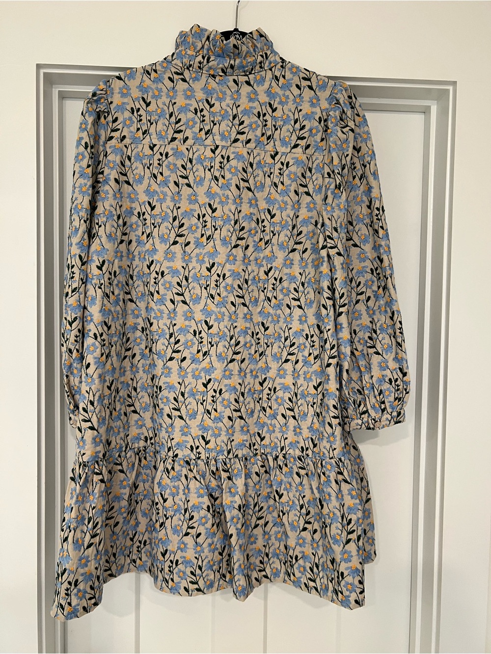 Tuckernuck Blue and Yellow Floral Ruffle-Neck Mini Dress - Picture 4 of 6